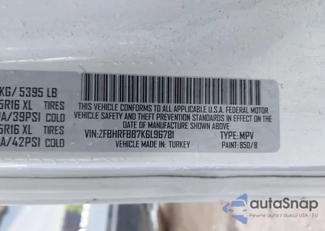 2019 Ram Promaster City Tradesman Slt z USA, uszkodzony, nr VIN ZFBHRFBB7K6L96781